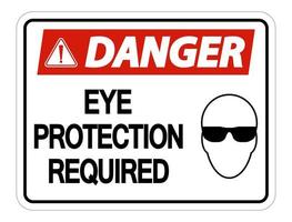 Gefahr Augenschutz erforderlich Wandschild auf weißem Hintergrund vektor