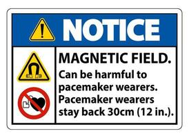 Beachten Sie, dass das Magnetfeld für Träger von Herzschrittmachern schädlich sein kann. Träger von Herzschrittmachern. Halten Sie sich 30 cm zurück vektor