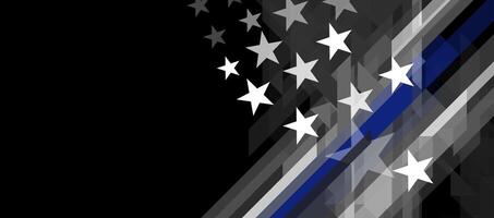 USA Flagge mit ein dünn Blau Linie vektor
