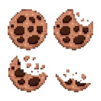 choklad småkakor bita pixel vektor