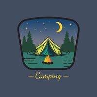 Camping- und Abenteuerillustrationslogo-Vektorabzeichen vektor