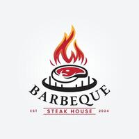 geräuchert Grill und Grill Logo Vektor Illustration Design