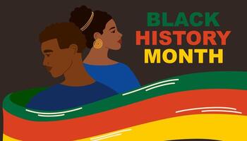svart historia månad. människor stå sida förbi sida tillsammans. afrikansk amerikan historia. berömd årlig. affisch, kort, baner, bakgrund. vektor illustration