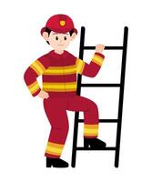 Feuerwehrmann Karikatur Charakter Elemente vektor