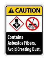 Varningsetiketten innehåller asbestfibrer, undvik att skapa damm vektor