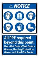 märk ppe som krävs utöver denna punkt. hård hatt, skyddsväst, skyddsglasögon, hörselskydd vektor