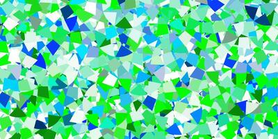 hellblaue Vektorschablone mit Kristallen, Dreiecken. vektor