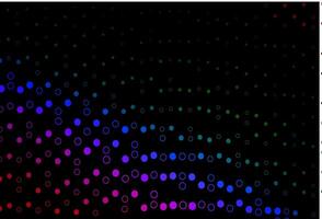 dunkles mehrfarbiges, regenbogenförmiges Vektorlayout mit Kreisformen. vektor