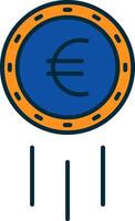 Euro Zeichen Linie gefüllt zwei Farben Symbol vektor