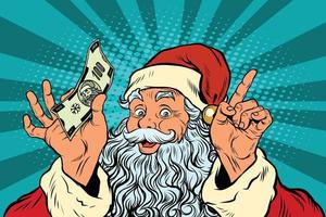jultomten med pengar, nyår och jul vektor