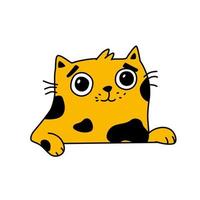 illustration av en söt kattunge. vektor. gul söt katt. platt kawaiistil. vektor
