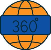 360 Aussicht Linie gefüllt zwei Farben Symbol vektor