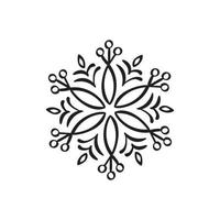 Schneeflocke Weihnachten kalligraphische handgezeichnete Vektor-Symbol im trendigen flachen Stil isoliert auf weißem Hintergrund. Weihnachten Schnee Symbol Abbildung vektor