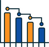 Bar Graph Linie gefüllt zwei Farben Symbol vektor