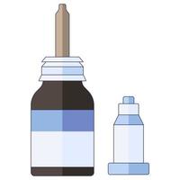 medizinisches Konzept. Nasentropfen. für Erkältungen, Grippe, Hustenmittel Tropfen in der Nase in einem flachen Stil isoliert auf weißem Hintergrund. vektor