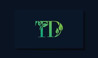 minimales td-logo im blattstil vektor