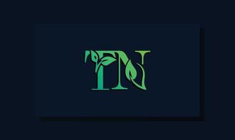 minimales tn-logo im blattstil vektor