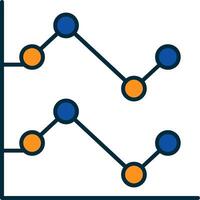 Linie Diagramm Linie gefüllt zwei Farben Symbol vektor