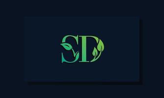 minimal leaf style initial sd logo vektor