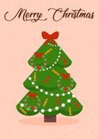 Design der Neujahrskarte mit dem Bild des Weihnachtsbaums. Vektor-Illustration, Cartoon-Stil. vektor