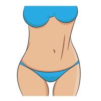 Nahaufnahmebild der schlanken Frau Taille und Arme. schöner weiblicher bauch, fitter bauch. Vektorillustration, Gewichtsverlust und Fitnesskonzept. vektor