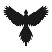 Silhouette eines fliegenden Elstervogels, Vorderansicht mit ausgebreiteten Flügeln. einfache Vektorkontur isoliert auf weißem Hintergrund. grafische Elster-Symbol. vektor