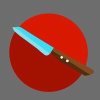 Küche Messer Logo im ein eben Stil auf ein rot Hintergrund vektor