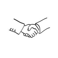 Strichzeichnungen Nahaufnahme Geschäftsmann Handshake Illustration Vektor isoliert auf weißem Hintergrund