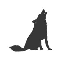 heulender Wolf Tiersilhouette vektor