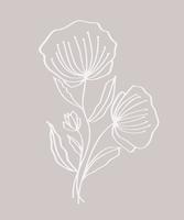 Übergeben Sie die gezogene moderne Blumenzeichnung und -skizze, die mit Linie Kunst, Vektorillustrations-Hochzeitsdesign für T-Shirts, Taschen, für Poster, Grußkarten floral sind vektor