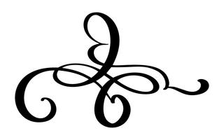 Handgezeichnete Liebe Grenze Flourish Separator Kalligraphie-Designer-Elemente. Vektorweinlesehochzeitsillustration lokalisiert auf weißem Hintergrund vektor