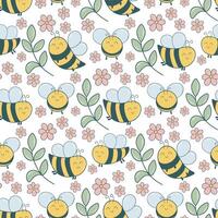 Bienen und Blumen Frühling Sommer- nahtlos Muster vektor