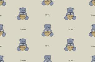 süß einfach nahtlos Muster mit Teddy Bären mit ein Erklärung von Liebe. Vektor Illustration zum Hintergrund zum Valentinstag Tag.
