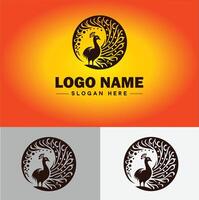 påfågel logotyp lyx stil ikon företag varumärke företag påfågel logotyp mall redigerbar vektor