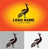 Pfau Logo Luxus Stil Symbol Unternehmen Marke Geschäft Pfau Logo Vorlage editierbar Vektor