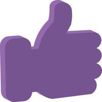 social media ikon, hand med gillade, lila toner 3d vektor, tycka om knapp vektor
