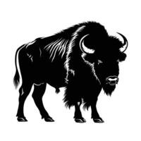 ai genererad silhuett buffel full kropp svart Färg endast vektor
