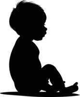 ai generiert Silhouette Baby Junge voll Körper schwarz Farbe nur vektor