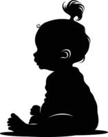 ai generiert Silhouette Baby Mädchen voll Körper schwarz Farbe nur vektor