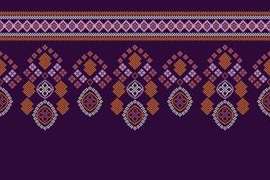 etnisk geometrisk tyg mönster korsa stitch.ikat broderi etnisk orientalisk pixel mönster violett lila bakgrund. abstrakt, vektor, illustration. textur, kläder, dekoration, motiv, siden tapet. vektor