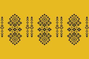 ethnisch geometrisch Stoff Muster Kreuz Stich.ikat Stickerei ethnisch orientalisch Pixel Muster Gelb Hintergrund. abstrakt, vektor, illustration. Textur, Kleidung, Schal, Dekoration, Motive, Seide Hintergrund. vektor