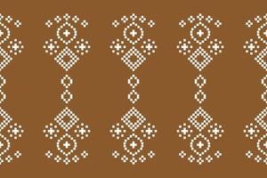 ethnisch geometrisch Stoff Muster Kreuz Stich.ikat Stickerei ethnisch orientalisch Pixel Muster braun Hintergrund. abstrakt, vektor, illustration. Textur, Kleidung, Schal, Dekoration, Motive, Seide Hintergrund. vektor