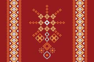 ethnisch geometrisch Stoff Muster Kreuz Stich.ikat Stickerei ethnisch orientalisch Pixel Muster Weihnachten rot Hintergrund. abstrakt, vektor, illustration. Textur, Rahmen, Dekoration, Motive, Seide Hintergrund. vektor