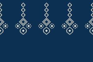 ethnisch geometrisch Stoff Muster Kreuz Stich.ikat Stickerei ethnisch orientalisch Pixel Muster Marine Blau Hintergrund. abstrakt, vektor, illustration. Textur, Kleidung, Schal, Dekoration, Motive, Seide Hintergrund. vektor