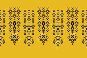 ethnisch geometrisch Stoff Muster Kreuz Stich.ikat Stickerei ethnisch orientalisch Pixel Muster Gelb Hintergrund. abstrakt, vektor, illustration. Textur, Kleidung, Schal, Dekoration, Motive, Seide Hintergrund. vektor