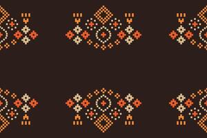 ethnisch geometrisch Stoff Muster Kreuz Stich.ikat Stickerei ethnisch orientalisch Pixel Muster braun Hintergrund. abstrakt, vektor, illustration. Textur, Kleidung, Schal, Dekoration, Motive, Seide Hintergrund. vektor