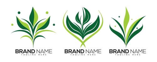 abstrakt Vektor Grün Blätter Logo Design Vorlage
