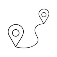 kontinuierlich einer Linie Zeichnung von Route Karten und Ort Symbole Gliederung Vektor Kunst Illustration
