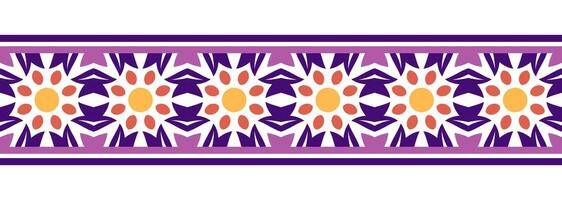 gräns linje sömlös bakgrund. dekorativ design sömlös dekorativ mosaik- gräns mönster. islamisk, indian, arabicum motiv. abstrakt blomma. vektor illustration