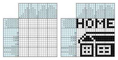 japansk korsord pussel. barn och vuxen matematisk mosaik. nonogram. logik pussel spel. digital rebus. vektor illustration